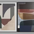 Framed Abstract Geometric Wall Art With Colorful Shapes For Modern Interior
