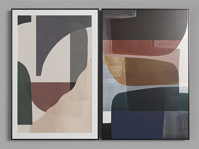 Framed Abstract Geometric Wall Art With Colorful Shapes For Modern Interior 3d model