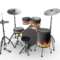 Musical Instruments And Art Supplies Flame Design Drum Set With Cymbals And Stool