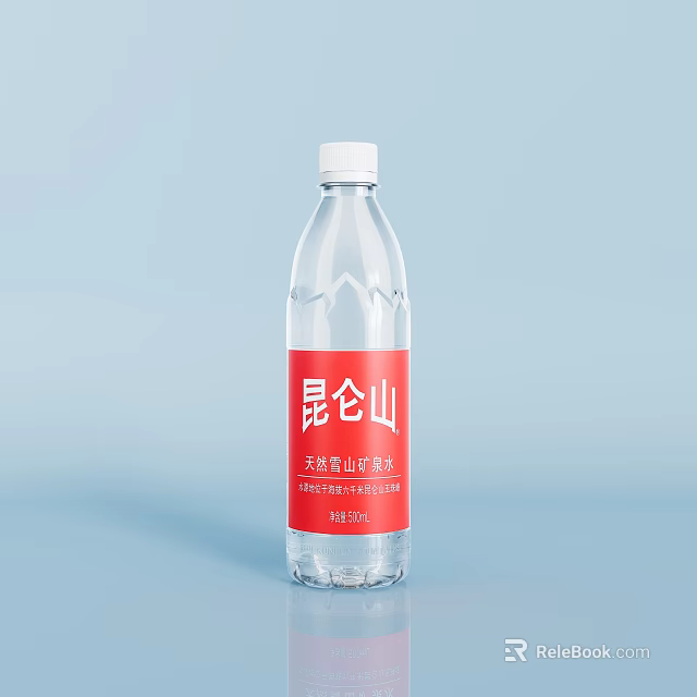 Kunlun Mountain Natural Snow Mountain Mineral Water Bottled Drink with Red Label 550ml 3d model 