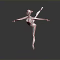 Low Poly Style Woman Dancer Standing On One Leg With Backward Leg And Outstretched Arms