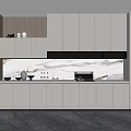 Modern White Kitchen Cabinets With Marble Countertop And Integrated Appliances Design