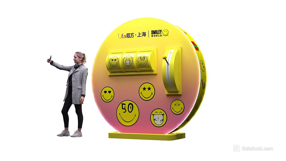 Interactive iFresh Fresh Food Vending Machine With Emoji Interface And Person Using 3d model