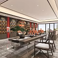 Modern Tobacco and Alcohol Store Interior with Shelves of Liquor Tobacco Products and Green Plant Decor