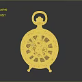 Golden Pocket Watch With Roman Numerals Intricate Gears And Decorative Base