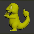 Cute Orange Charmander Character Holding Paper Note With To Bye And Red Flame Tail
