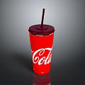 Classic Red Coca Cola Beverage Cup With Plastic Straw And Secure Lid 3d model