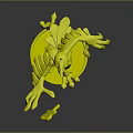 Red Fantasy Creature Character 3D Model With Green Eyes And Orange Claws On Blue Base