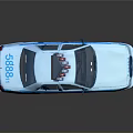 NYPD Police Car Model With Emergency Lights And Blue Stripes On Dark Background