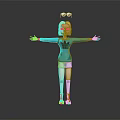 Game Movie Character Blonde Hair Pink Glasses Blue Adidas Sweatshirt Blue Shorts Striped Socks Pink Shoes
