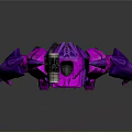 Purple Mechanical Robot Action Figure With Articulated Arms Legs And Wheel Base