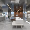 Modern Clothing Store Interior With Wooden Racks And White Counter Design