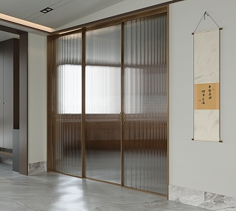 Glass sliding door Galley door 3d model