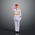 Person In White Military Uniform With Red Accents Saluting Wearing Hat