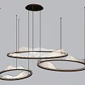 Modern Hanging Chandeliers With Golden Frame And Wave Shaped Illuminated Design