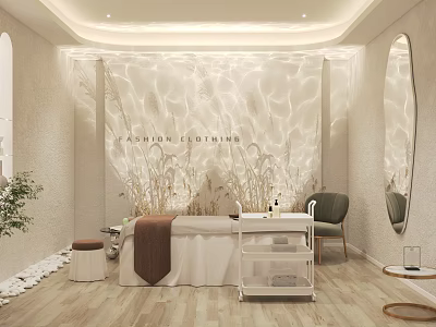 Spa Room With Relaxing Ambiance And Decorative Elements 3d model