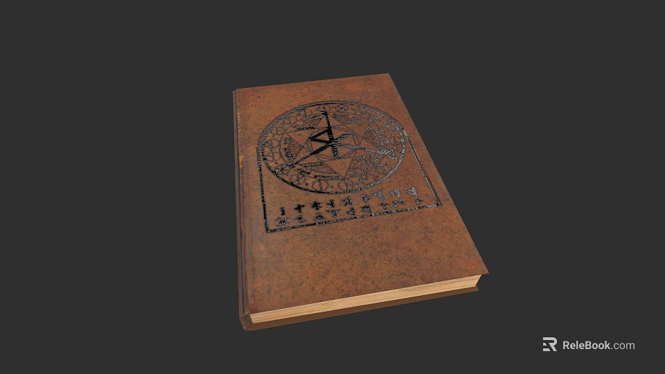 Vintage Brown Cover Book With Circular Pattern And Ancient Symbols 3d model 