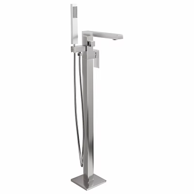 Modern Sleek Stainless Steel Standing Faucet With Handheld Shower And Mixer 3d model