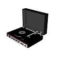 Headphone Speaker Black Vinyl Turntable with Transparent Cover and Control Knobs 3d model