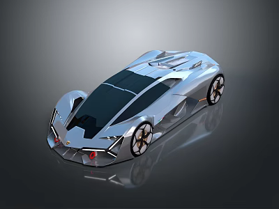 Sleek Silver Futuristic Concept Sports Car With Black Roof And Unique Wheels Design 3d model