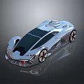 Sleek Silver Futuristic Concept Sports Car With Black Roof And Unique Wheels Design