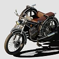 Vintage Motorcycle With Sidecar Brown Seat Classic Headlight And Metallic Body Design