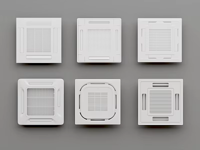 Air Conditioner Fan Panels With Six Different White Modern Grille Designs 3d model