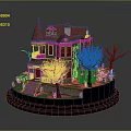 Victorian Style Multi Story House With Red Roof Porch Trees And Front Car