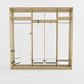 Wooden Wardrobe Interior Design With Hanging Rods Shelf Storage Baskets And Accessories