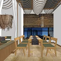 Japanese Style Restaurant Interior With Woven Bamboo Pendant Lights Shoji Screens And Wooden Tables