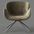 Modern Stylish Accent Chair With Curved Velvet Upholstery And Sturdy Metal Spider Legs