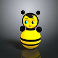 Cute Cartoon Bee Doll With Yellow Striped Body Black Spheres Blue Eyes And Red Mouth