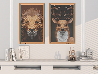 Modern Animal Painting Home Decorative Painting Mei Chen Pendant 3d model