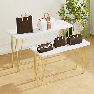 Clothing Store Display Table Men's and Women's Clothing Store Table Running Water Display Table Island Clothing Rack Shoes Bag Children's Clothing Window Long Table 3d model