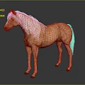 Brown Horse With White Mane And Tail Standing On Dark Background 3d model