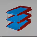 Three Tier Multilayer Storage Shelf With Red Frame And Blue Shelves