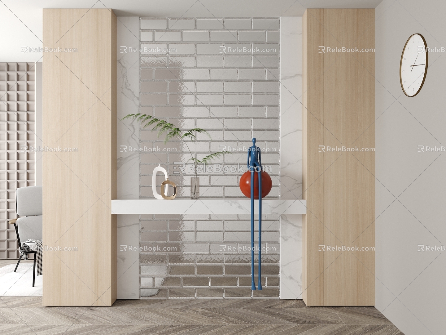 Glass brick partition 3d model