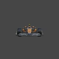 Orange And Black Formula 1 Racing Car With Velo Chrome Sponsors And Colorful Wheel Rims