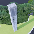 Tall Spiritual Fortress With Modern Tower Design Surrounded By Green Trees