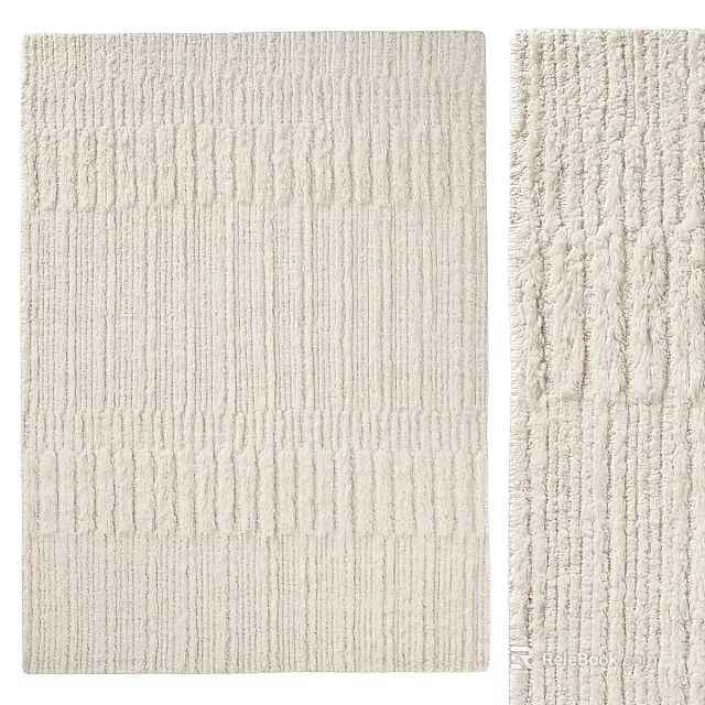 Square Rug With Textured Patterns In Neutral Tones 3d model 