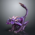 Game And Movie Fantasy Character Purple Pink Horned Mythical Beast With Long Tail And Patterns