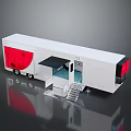 White Mobile FESTA Exhibition Trailer With Red Accents Open Design And Staircase