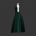 Emerald Green Long Dress With V-neck Sleeveless Design And Button Details