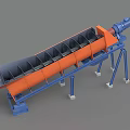Industrial Inclined Drum Equipment With Orange Cylinder And Blue Support Frame For Material Processing Applications