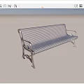 Stainless Steel Public Bench With Armrests And Slatted Design For Outdoor Use