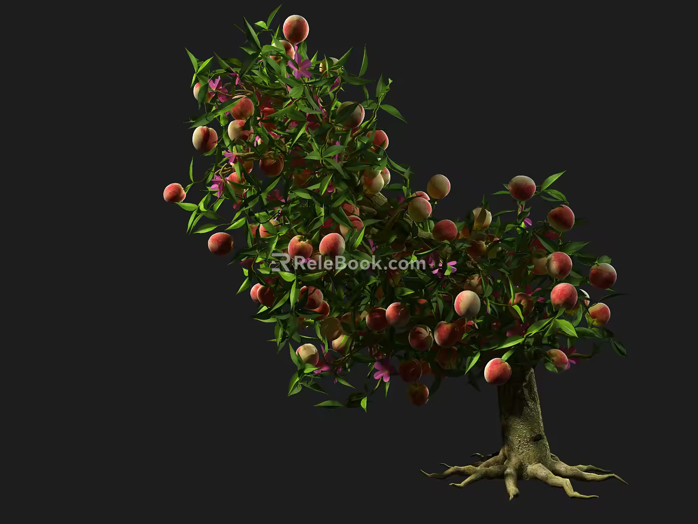 Modern Tree Flat Peach Tree 3d model