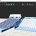 Blue And White Snow Themed Playground Slides With Wavy And Grid Surfaces For Outdoor Fun