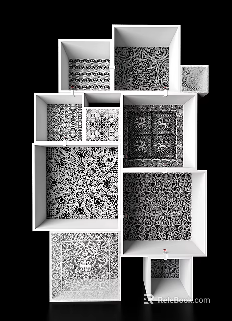 Modern Wall Cabinets With Intricate Pattern Designs For Home Interior 3d model 
