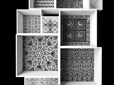 Modern Wall Cabinets With Intricate Pattern Designs For Home Interior 3d model