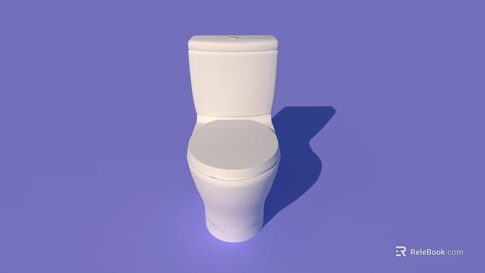 White Modern Toilet With Closed Lid And Sleek Design On Purple Background 3d model 
